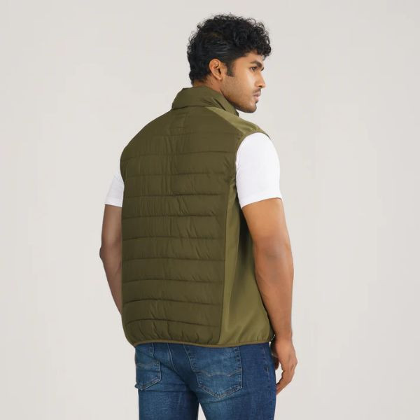Men Sleeveless Olive Jacket two